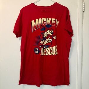 Vintage Mickey To The Rescue Disney Parks Hanes Graphic T-Shirt - Red